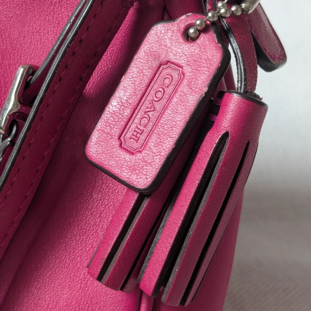 Coach Legacy Smooth Leather Tassel Wristlet Fuchsia Pink
